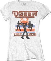 Queen Dames Tshirt -L- 1976 Tour Silhouettes Wit