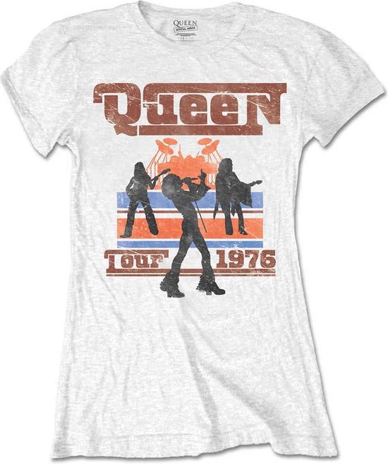 Queen - 1976 Tour Silhouettes Dames T-shirt - L - Wit