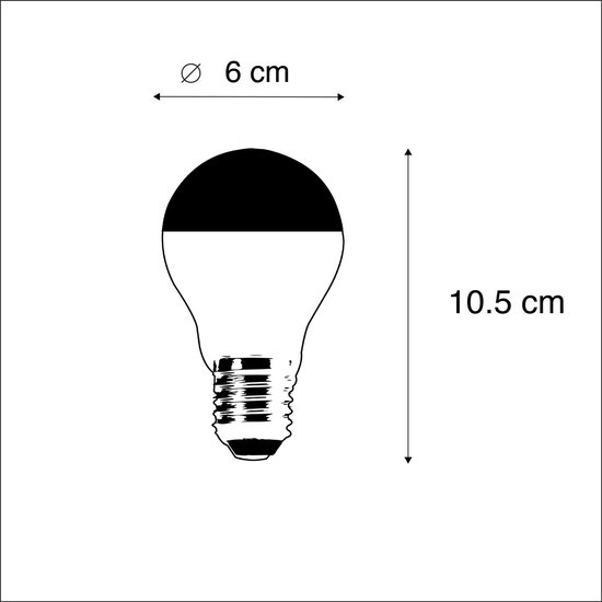 E27 dimmable LED tête de lampe à incandescence miroir A60 noir 350lm 2700K