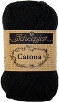 Scheepjes Catona Zwart 50 gram - 10 bollen + Extra: bedeltjes handmade.