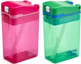 Drink in the Box - Groen en Roze - Twee Hervulbare Drinkpakjes - Stevig en Duurzaam - 2 x 24 cl