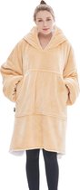 JAXY Hoodie Deken - Snuggie - Snuggle Hoodie - Fleece Deken Met Mouwen - 1450 gram - Beige