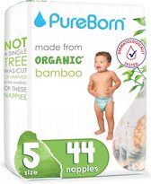 PureBorn Bamboe luiers - Maat 5 (11-18kg) - 44 stuks | Grapefruit