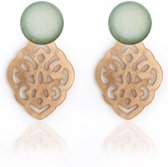 ANYK OORBELLEN VAN RESIN - BEIGE GROEN - N20SS145 - ZATTHU JEWELRY