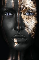 Canvas Schilderij - Zwart / Gouden Vrouw No3 - 50 x 70 cm - PosterGuru