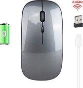 Draadloze muis - 3 knoppen - 1600 DPI - 10 meter bereik - Oplaadbaar - Grijs