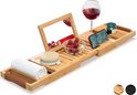 Badrekje van RelaxTub® - Bamboe Badplank voor in Bad - Uitschuifbaar - Inclusief Boekenhouder - Tablethouder - Spiegel - Anti-slip laag
