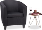 relaxdays retro fauteuil - zwart - relaxstoel - armstoel - vintage leunstoel - leesstoel