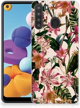 Telefoon Hoesje Geschikt voor Samsung Galaxy A21 Leuk TPU Back Case Bloemen