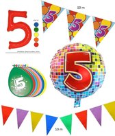 5 jaar - pakket B  feestversiering - feestartikelen - vijfde verjaardag - 5 delig pakket.