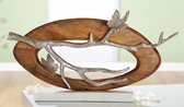 Sculptuur mangohout vlinders met een tak 31 cm hoog