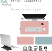 Bureau onderlegger & Laptop Standaard - Dubbelzijdig Leer Bureaumat - Muismat- Kantoor Mat - Gaming mat - Computer mat - Waterdicht - - Leer 80x40 cm - Roze - Licht Blauw - Koalas Webshop