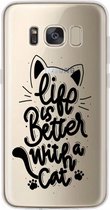 Samsung Galaxy S8 transparant siliconen katten hoesje - Life is better with a cat