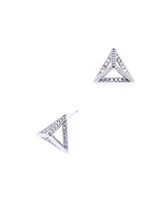 Oorbellen dames | Oorstekers | Rhodium plated piramide oorsteker met cubic zirkonia steentjes | WeLoveSilver