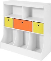 Simpletrade Boekenkast - Opbergkast - Voor kinderen - 3 manden - 5 compartimenten - 92x93x40 cm