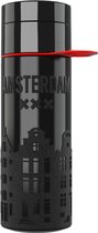 Amsterdam Bottle Zwart -  Herbruikbare drinkfles - Zwart