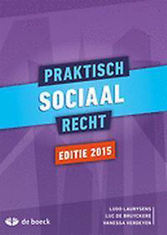 Boek 'Praktisch sociaal recht' editie 2015, met paarse en blauwe letters.