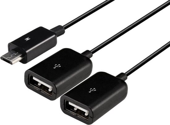 Let op type!! 20cm Micro USB Male + 2 Ports USB Female to USB 2.0 Hub Kabel  Voor... | bol.com