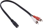 3,5 mm jack naar tulp 2 RCA aux audio kabel 0,25m