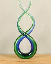 Glasobject blauw/groen, 40 cm, B019, Glaskunst, Kleurrijk glassculptuur, Glazen beeld