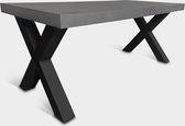 Betonlook Eettafel | Stone | 180x100cm | Stalen X-poten | Beton tafel | Betonlook Fabriek