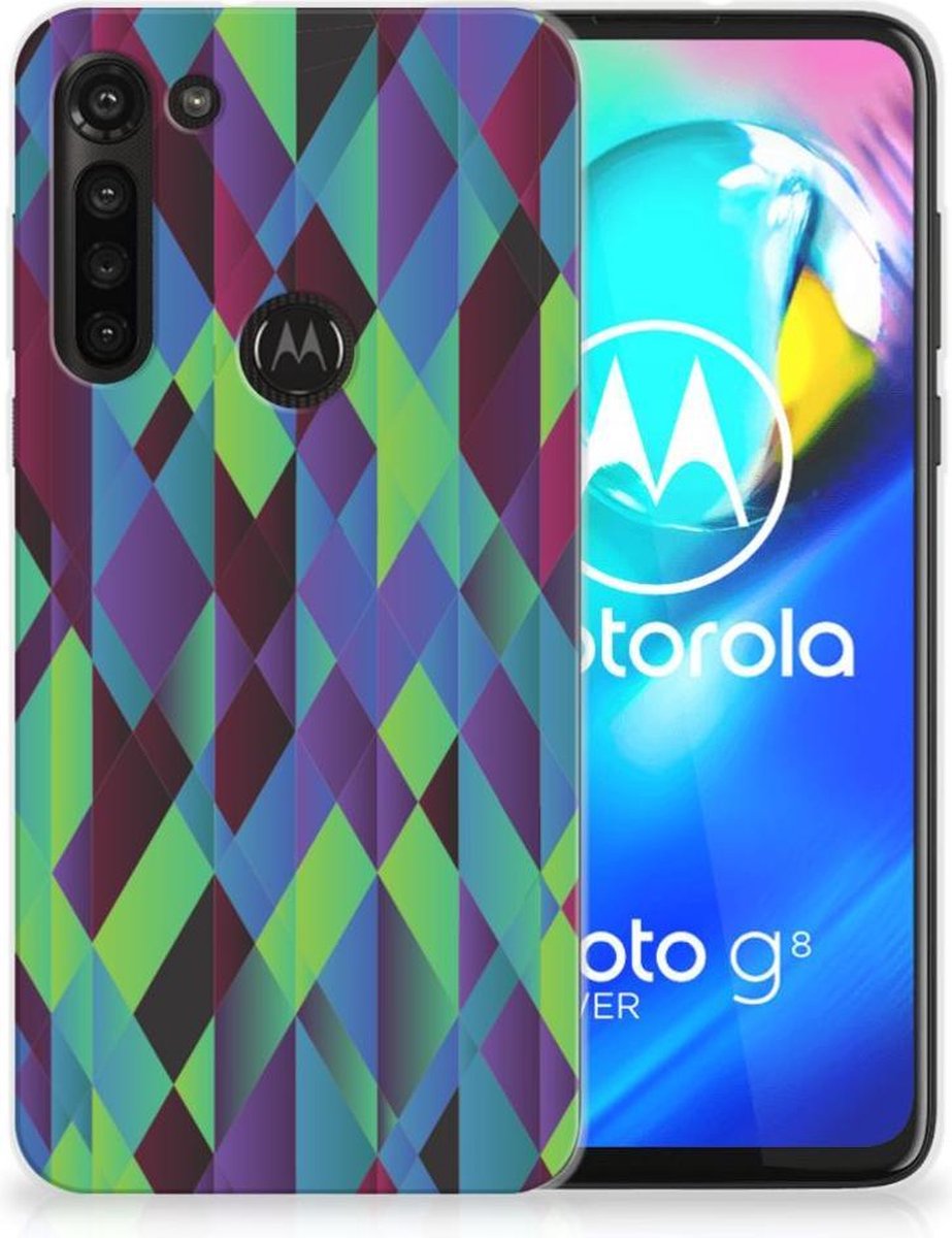 Motorola Moto G8 Power TPU Hoesje Abstract Green Blue