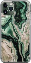 iPhone 11 Pro Max hoesje siliconen - Groen marmer / Marble | Apple iPhone 11 Pro Max case | TPU backcover transparant
