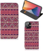 Bookcase Geschikt voor iPhone 12 | Geschikt voor iPhone 12 Pro Smart Cover Aztec Purple