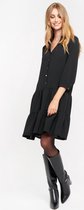 LOLALIZA Mini babydoll  jurk met ruches - Zwart - Maat 38