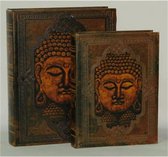 Opbergboek - boekdoos - set van 2 - leer - Buddha - opberger