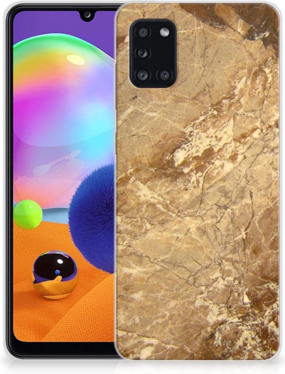 Samsung Galaxy A31 TPU Siliconen Hoesje Marmer Creme