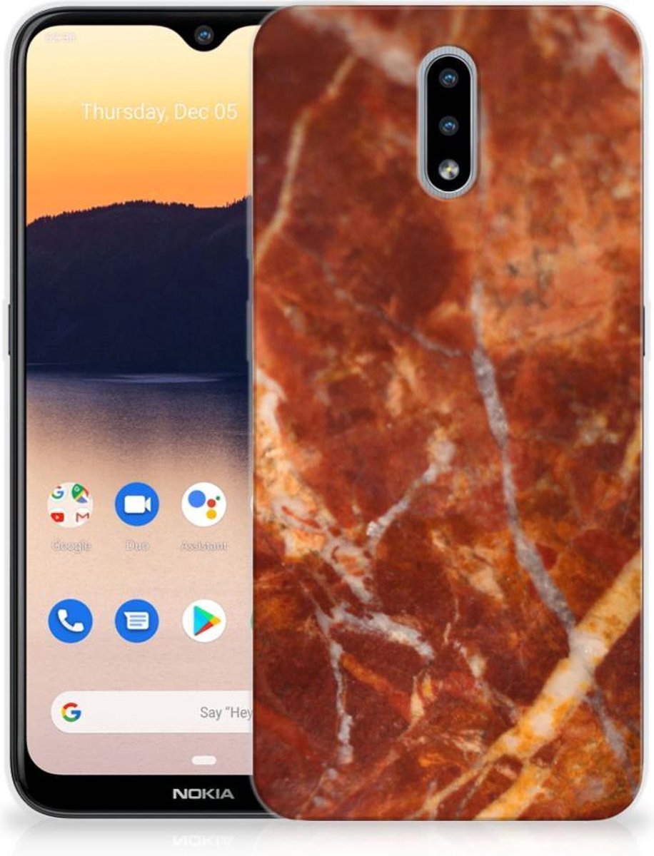 Nokia 2.3 TPU Siliconen Hoesje Marmer Bruin