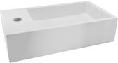 Saqu Deluxe Fonteintje Links 40x22cm Solid Surface Mat Wit