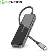 Lention - USB-C Premium 6 in 1 Hub - 3X USB 3.0 - 4K HDMI Input - Type-C Iphone Oplaadpunt - Type-C Datapunt - Dark Design - Macbook/Mac air/Laptop- CB-TP-CE35-GRY