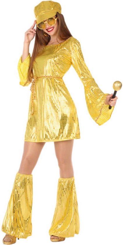 "Goudkleurige disco-outfit voor vrouwen - Verkleedkleding - XL"