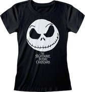 Nightmare Before Christmas - Jack Face & Logo Fitted T-Shirt Zwart