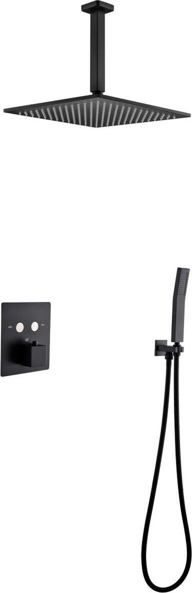Mawialux thermostatische inbouw regendoucheset - Vierkant - Saga Mat Zwart