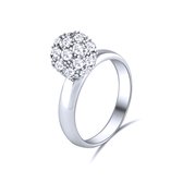 Quiges - 925 Zilveren Ring Klassiek Flora Bol Solitair met Zirkonia Kristal - QSR08318
