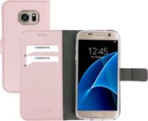 Mobiparts hoesje geschikt voor Samsung Galaxy S7 - Saffiano Wallet/Portemonnee hoesje - Magneet Sluiting - 3 Opbergvakken - Roze