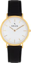 KRAEK Phoebe Goud Wit 36 mm - Dames Horloge - Zwart horlogebandje