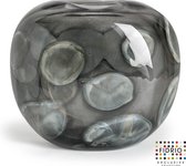 Design vaas Coco - Fidrio GREY CLOUDY - glas, mondgeblazen bloemenvaas - diameter 25 cm hoogte 21 cm
