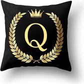 Zwarte 'koninklijke' Kussenhoes Met Letter Q (500101)