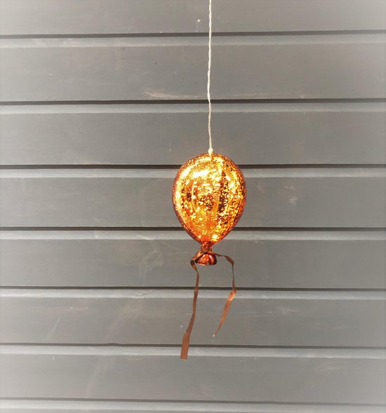 Architectuur cijfer Bewolkt 2 x Glazen decoratie hanglamp met LED verlichting. Koperkleur. Op  batterijen. | bol.com