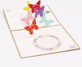 7 vliegende vlinders 3D pop-up wenskaart Felicitatie Verjaardag