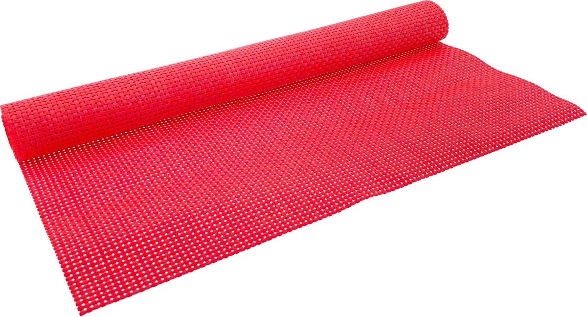 Kerst Tafelloper - 150 x 45 cm - Rood - Crossweave Geweven Vinyl