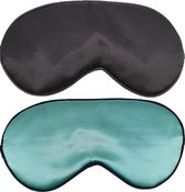 Slaapmaskers Extra Zacht Satijn – 2 Stuks – Zwart & Turquoise - Thuis - Slaapmasker - Verduisterend - Onderweg - Vliegtuig - Festival - Slaapcomfort - oDaani