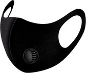 Zwart wasbaar mondkapje / mondmasker met filter ventiel (herbruikbaar)