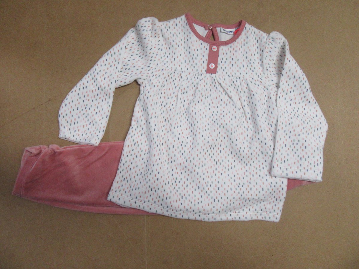 Noukie's Pyjama - Velour - Roze stippen - 4jaar 104 wit / rose