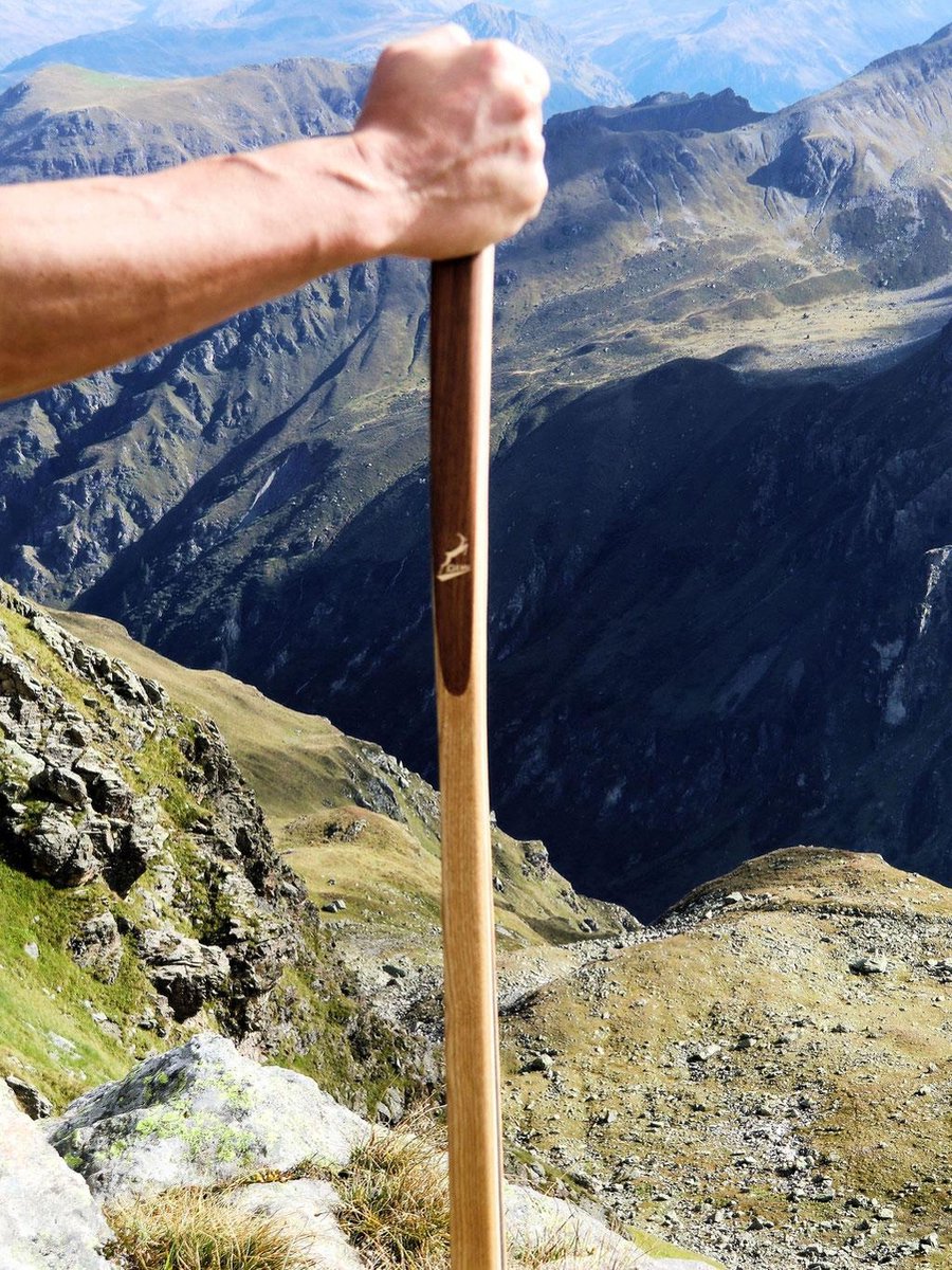 Gemse Wandelstab Type M 'HalfZware" Walnoot / Gerookt eiken 125 cm