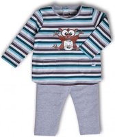 Woody pyjama meisjes – petrol-grijsblauw gestreept – spookdier – 192-3-BSL-S/971 – maat 56 (1m)